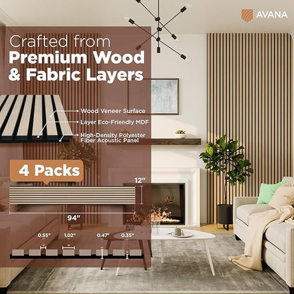 Avana Acoustic Wood Wall Panels – 94.4 x 12.6 Inch White Oak Acoustic Panels 4