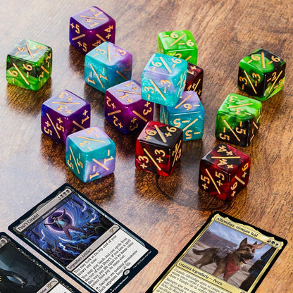 50 MTG Counters Dice Marble Bulk Spindown Life Counter Tokens Dice Buff Tokens Compatible with Magic Card Game Accessories CCG Creature Stats (Red&Green, Purple&Blue)