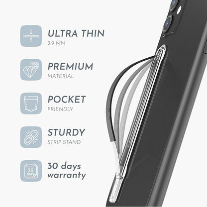 SleekGrip Premium: Swappable Phone Stand & Phone Grip - Ultra Thin Convertible Grip Holder Fits Most iPhone and Android Cases, Phone Strap Compatible with Wireless Chargers and Car Mounts