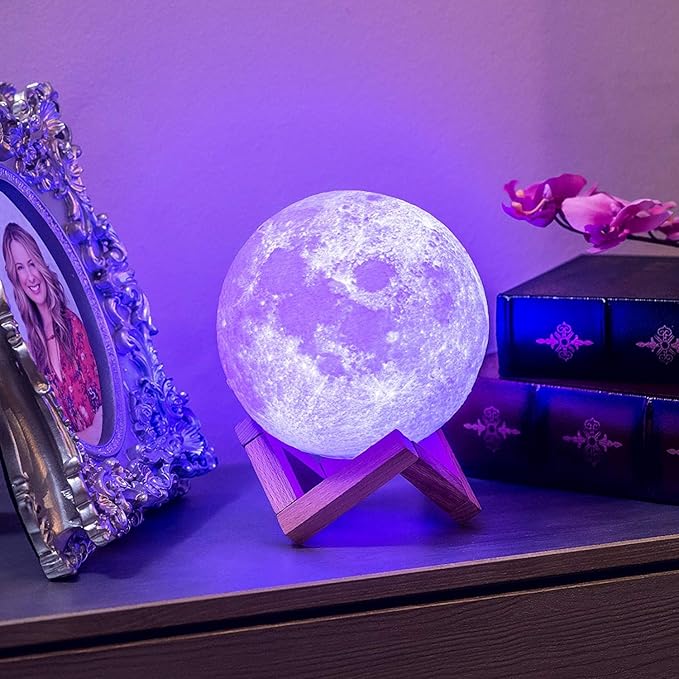 PRUGNA Moon Lamp, 1200mAh Ultra-Long Endurance Night Light, 7.1" 16 Colors LED