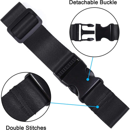 Wisdompro 2 Pcs Add a Bag Luggage Strap, Heavy Duty Adjustable Suitcase Belt Travel Attachment Travel Accessories for Connecting Your Luggage Together - Black, 31 Inch