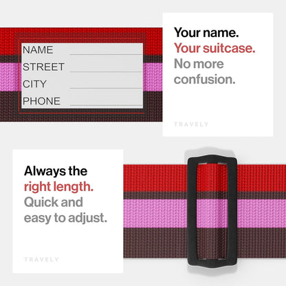 TRAVELY luggage straps - Particularly conspicuous & secure - Incl. 2 name tags - Luggage strap ideal crosswise - [set of 2]
