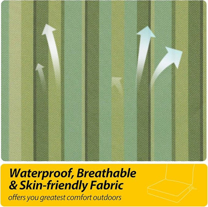 AAAAAcessories Outdoor Seat Cushions for Chairs, Fade-Resistant, Waterproof Patio Furniture Replacement Cushions, 20" x 18" x 3" + 20" x 17", Mossy Forest Stripe