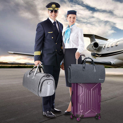 Modoker Convertible Garment Bag with Shoulder Strap, Carry on Garment Duffel Bag for Men Women - 2 in 1 Hanging Suitcase Suit Travel Bags (Grey)