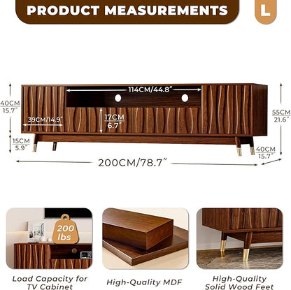 ATJafurn 78‘’ Brown Walnut Finish TV Stand