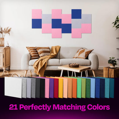 Acoustic Panels 12-Pack Soundproof Wall Panels 12"X12"X0.4" Sound Panels High Density Sound Dampening Panels - [Chic Pink Square]