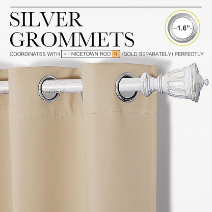 NICETOWN Room Darkening Draperies Window Curtain Panels, Thermal Insulated Grommet Room Darkening Curtains for Bedroom (Biscotti Beige, 2 Panels, W42 x L50 -inch)