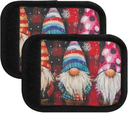 Christmas Gnome Snowflake Plaid 2 Pack Luggage Handle Wraps Covers for Suitcase Identifiers Bag Tags Travel Accessories