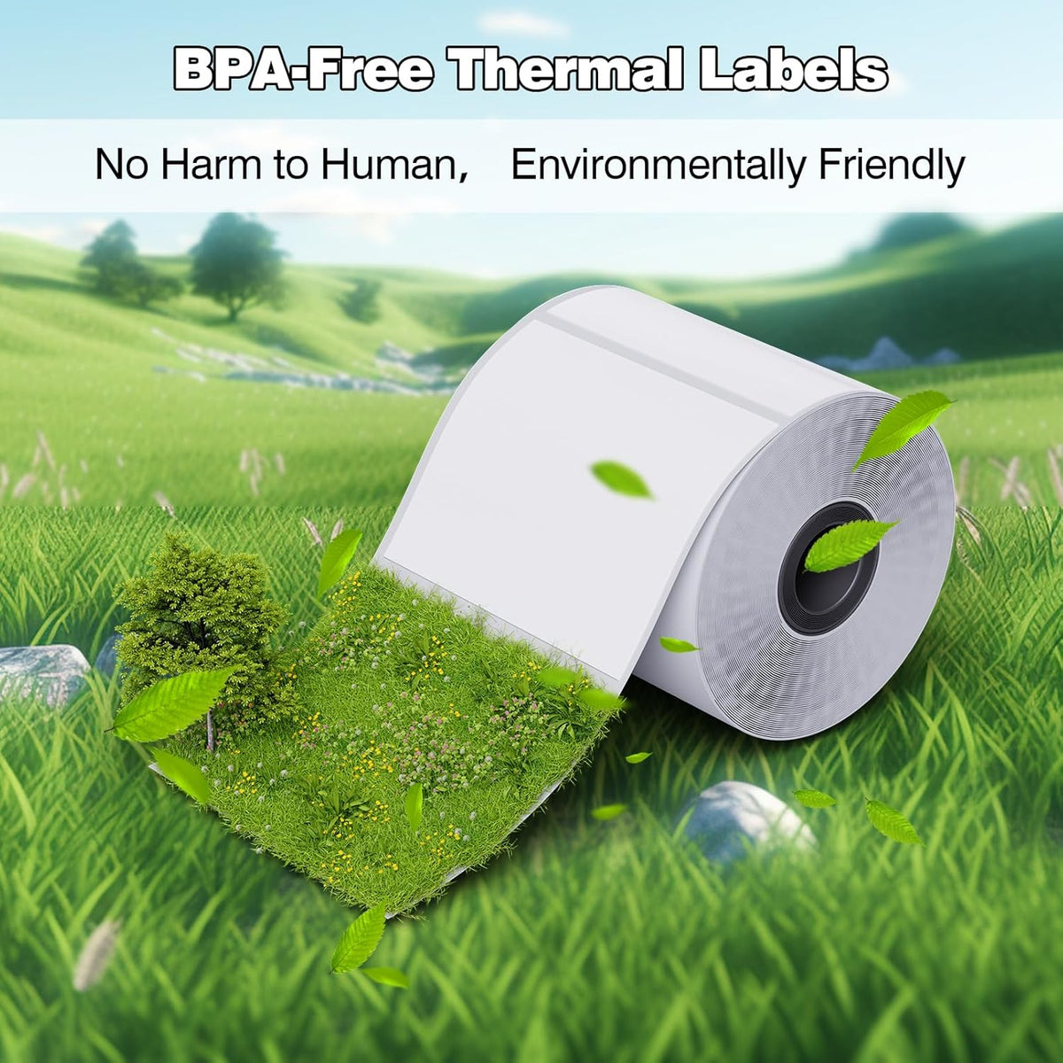 3 Rolls Phomemo Thermal Labels- 1.57''x 1.57'' Sticker Label Compatible for Phomemo M110/M220/M108/M250/M120/M150/M260 Thermal Printer, for Barcode, Address, Mailing, Black on White