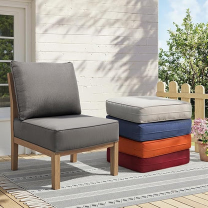 Outdoor Cushion Set for Furniture Patio Furniture, UV Resistant, Water Resistant - 6 Inch Thick Foam Garden Cushions– 24x24 Inch Patio Seat Covers for Chair/Sofa/Couch | Grey | 11-Pack |