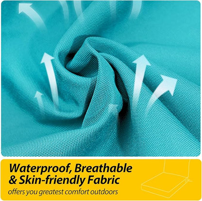 AAAAAcessories Outdoor Seat Cushions for Chairs, Fade-Resistant, Waterproof Patio Furniture Replacement Cushions, 23.5" x 25.5" x 5" + 23.5" x 19", Turquoise Blue