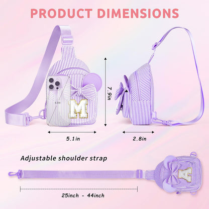 YOOLIFE Birthday Gifts for Girls, Sling Bags for Girl Kid Travel, Birthday Gifts for 2 3 4 5 6 7 8 Year Old Girls Small Initial Blue Crossbody Sling Bag for Sister Granddaughter Daughter Gift (Blue R)