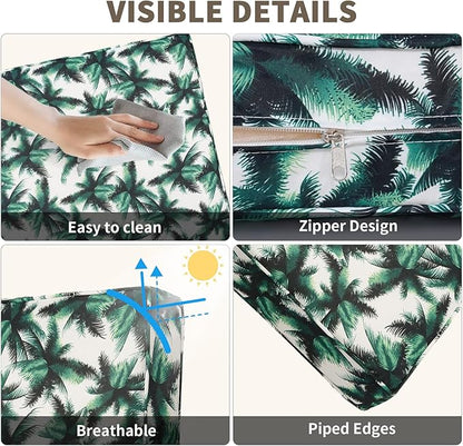14Piece Outdoor Sofa Cushion Replacement, Patio Furniture Waterproof Cushion with Zippers, fit 6-Seat Outdoor Wicker Rattan Sectional Couch (Palm Leaf, 24.8"x24.8"x3.15")