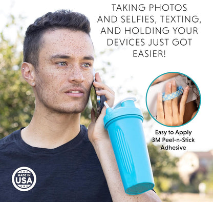 LOVEHANDLE Universal Phone Grip for Smartphones & Mini Tablets - Phone Holder for Hand - Wireless Charging Compatible - Made in The USA - Tie Dye