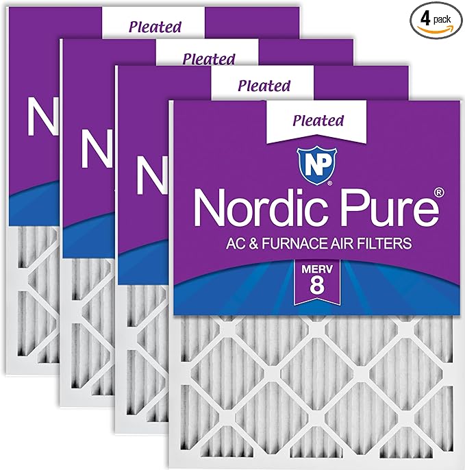Nordic Pure 24x30x1 (Actual Size: 23 1/2 x 29 1/2 x 3/4) Pleated MERV 8 Air Filters 4 Pack
