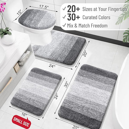 OLANLY Bathroom Runner Rugs 59x20, Extra Soft Absorbent Microfiber Bath Rugs, Rubber Backing, Quick Dry, Machine Washable Bath Mats for Bathroom Floor, Tub and Shower, Home Decor Accessories, Grey