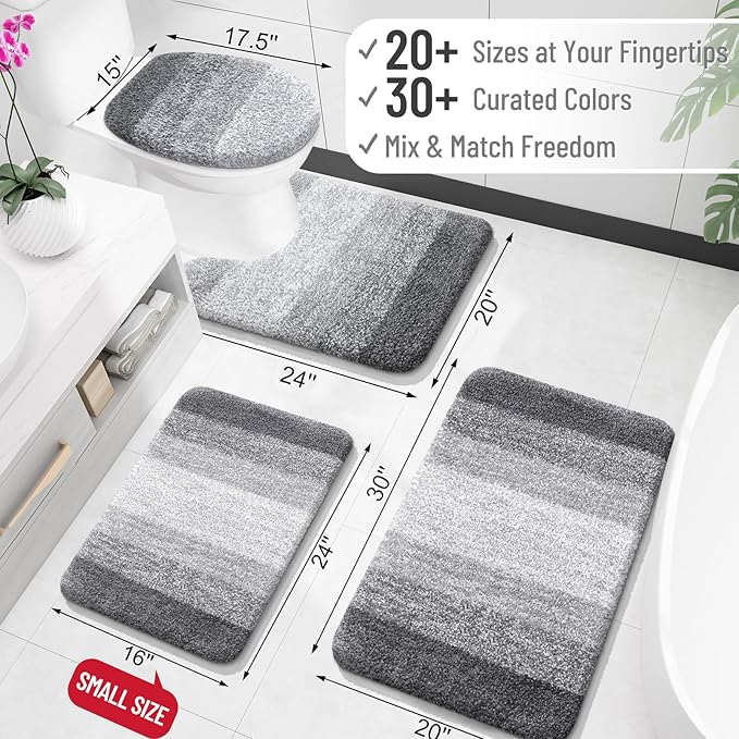 OLANLY Bathroom Rugs Mat 30x20, Extra Soft Absorbent Microfiber Bath Rugs, Rubber Backing, Quick Dry, Machine Washable Bath Mats for Bathroom Floor, Tub and Shower, Home Decor Accessories, Grey