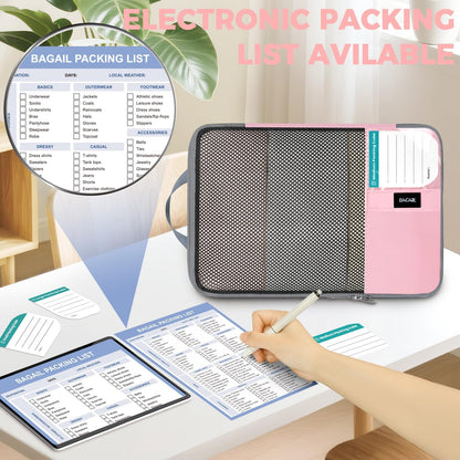 BAGAIL 4/6 Set/8 Set Compression Packing Cubes Travel Accessories Expandable Packing Organizers(HalfMesh, 8-Pink)