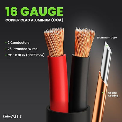 GEARit Outdoor Speaker Wire CL3 Rated, 16 Gauge Speaker Wire, Speaker Cable 100