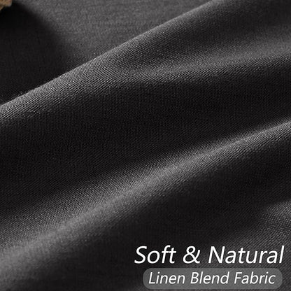 Guken Black 100% Blackout Curtains 96 Inch Length 2 Panels Set for Living Room Bedroom Back Tab Thermal Insulated Black Out Linen Drapes Room Darkening Window Curtains 96 Inches Long