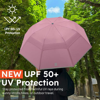 Weatherman Premium Collapsible Travel Umbrella - Windproof, Compact, Easy Auto Open - Resists Up to 55 MPH Winds - Perfect for Rain, Wind, Backpack, Car - Folding Umbrella (Red)