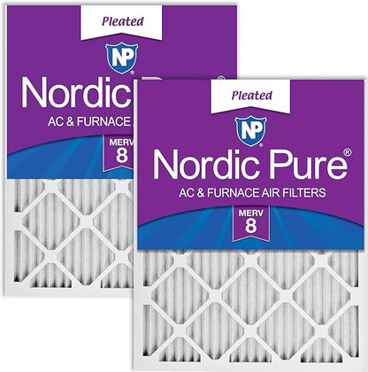Nordic Pure 12x12x1 (Actual Size: 11 3/4 x 11 3/4 x 3/4) Pleated MERV 8 Air Filters 2 Pack