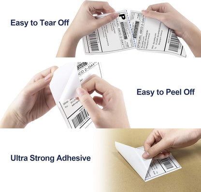 POLONO Genuine 4" x 6" Direct Thermal Shipping Label, Thermal Label (Pack of 500), Perforated Fanfold Labels Compatible with POLONO PL80E, PL70E, PL60 Label Printer, BPA & BPS Free, Commercial Grade