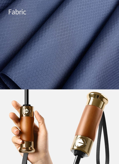 Rain Cats Large Umbrella 45 Inch diameter Umbrellas for rain Strong10 Ribs Fiberglass Windproof big Compact Automatic portable Folding Travel/Thick Fabric/Wood handle
