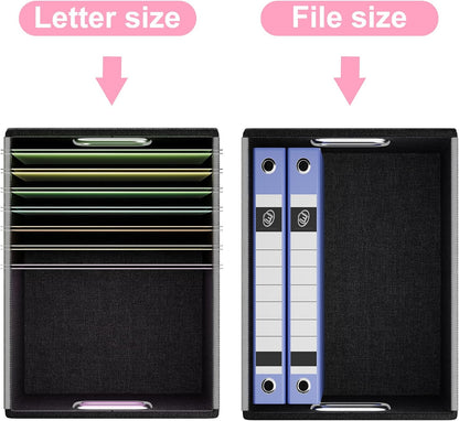 Huolewa Portable Leather File Organizer Storage Boxes, Collapsible File Folder Organizer Boxes with Lids, Document Organizer, Decorative Filing Box Cabinet for Letter/Legal File Folder Storage
