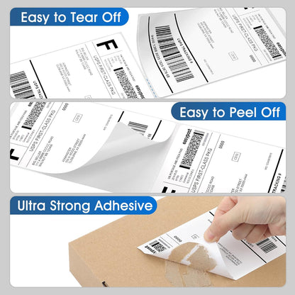 MaxGear 4" x 6" Direct Thermal Labels, 2000 Pcs/8 Rolls, Perforated White Shipping & Mailing Labels, Commercial Grade with Permanent Adhesive, Compatible with Most Thermal Printers