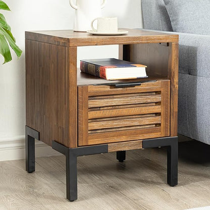 Bme Millie Solid Acacia Wood Rustic Nightstand