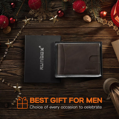 Slim Money Clip Wallets for Men RFID Blocking 11 Card Holder Minimalist Small Thin Carbon Leather Bifold Mens Front Pocket Wallet Gift Box
