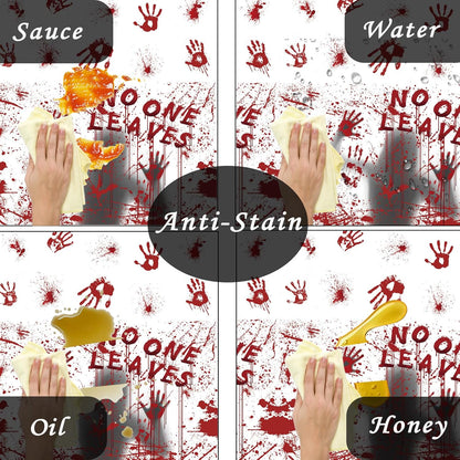 Halloween Tablecloth, 54"x 108" Rectangle Halloween Table Covers, Bloody Handprint Tablecloth for Tables Decoration, Plastic Haunted Tablecovers for Party Supplies Disposable Spooky Table Cloth