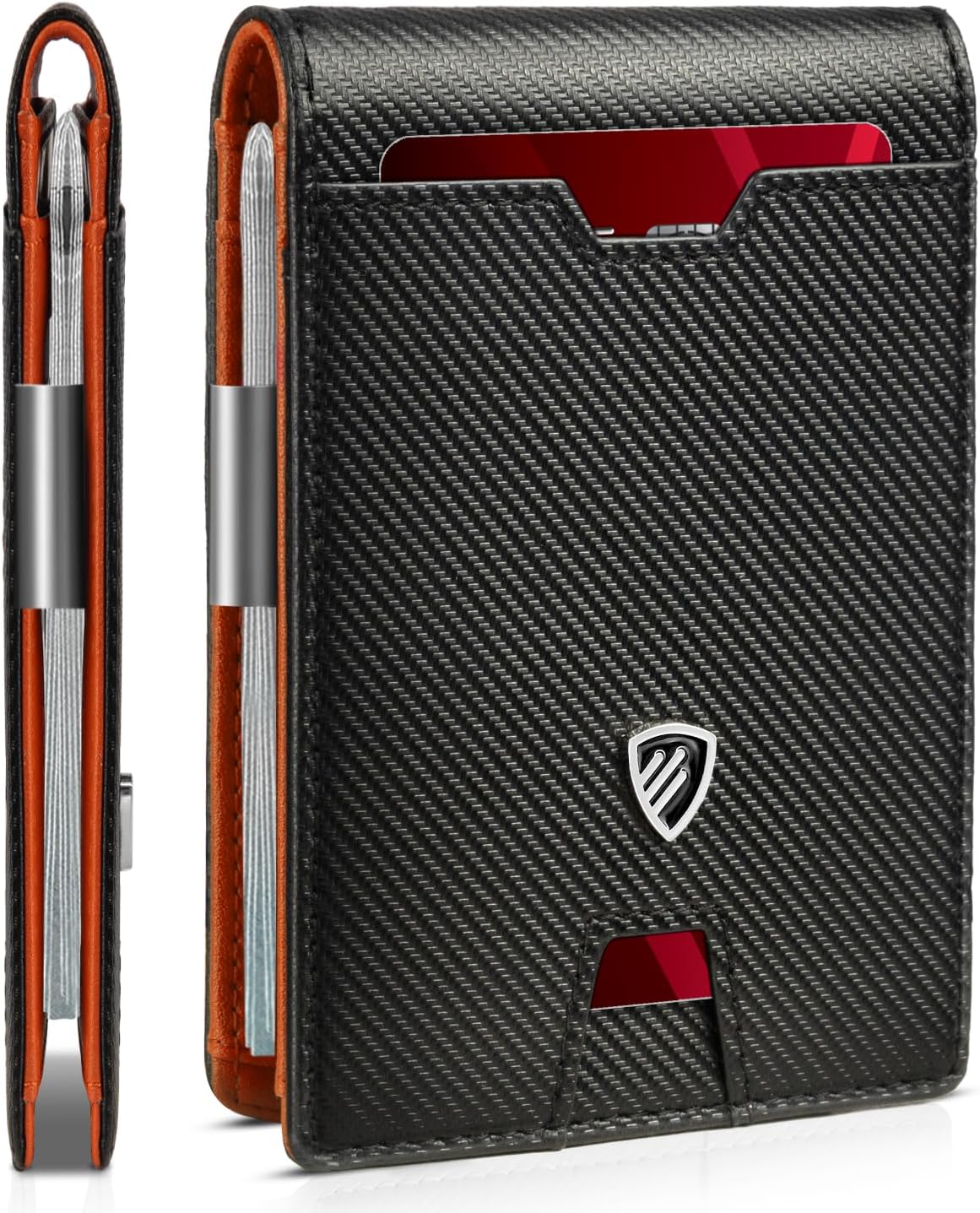 RUNBOX Mens Slim Wallet with Money Clip RFID Blocking Bifold Credit Card Holder for Men with Gift Box