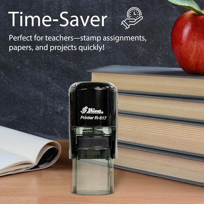 Shiny Wow Teacher Stamp, Round Self Inking Stamp for Classroom, Green Ink