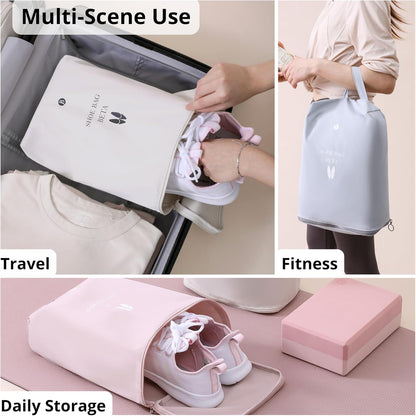 tianzong Shoe Bags for Travel, Water-resistant Shoe Storage Organizer with Zipper for Men and Women (Grey, T400-Beta)