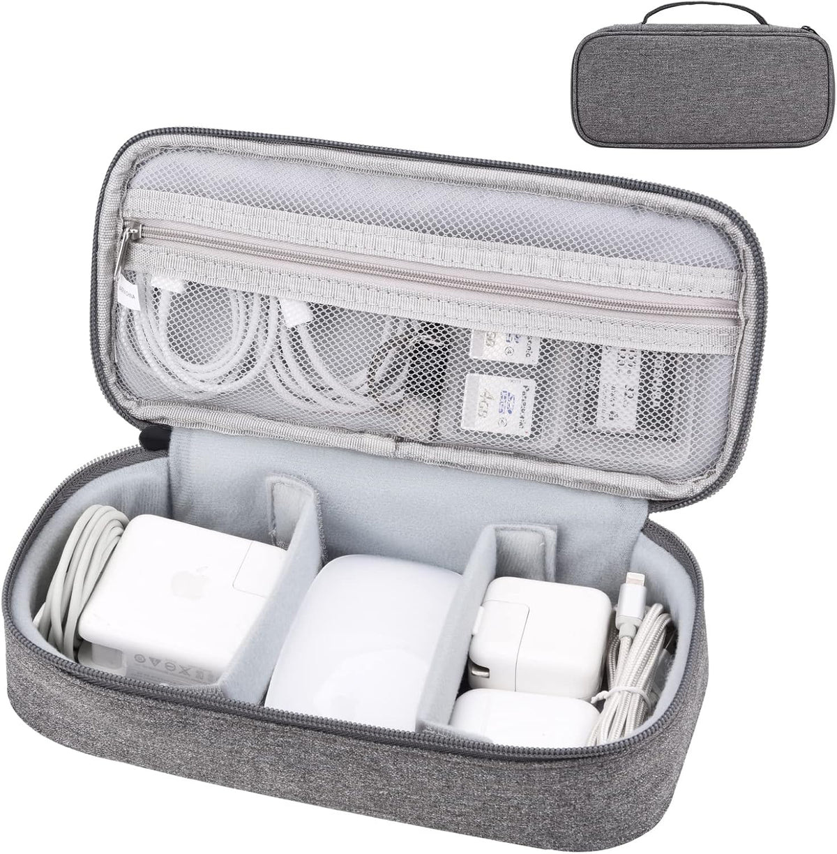 Tech Organizer Travel Case, Electronics Carrying Pouch Bag for Cable, Charger & Cords, External Power Bank, Portable Hard Drive (Dark Grey)