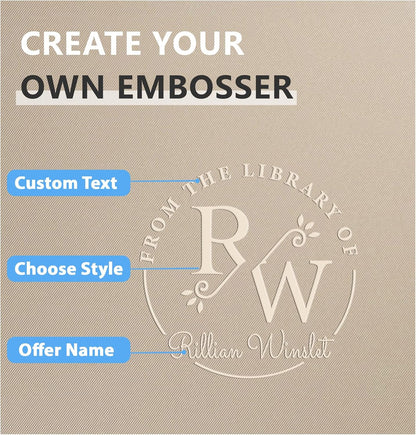 Custom Book Embosser | Personalized Book Embosser | Monogram Self-Inking Stamp | from The Library of Book Stamps(Initials 3)