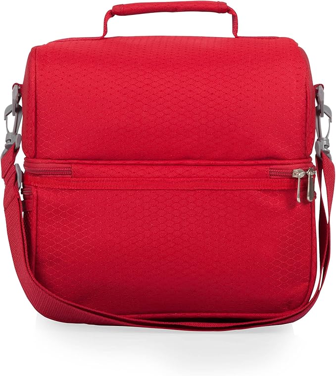 PICNIC TIME Coca Cola Pranzo Insulated Lunch Bag, Soft Cooler Lunch Box with Picnic Set and Dual Compartments, Portable Lunch Tote for Work and Travel, (Red)