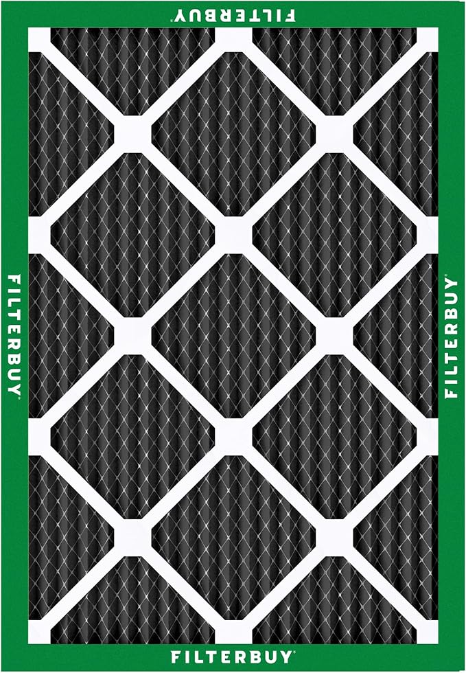 Filterbuy 12x18x1 Air Filter MERV 10 Odor & Allergy Defense with Activated Carbon (12-Pack), Electrostatic Pleated HVAC AC Furnace Filters Replacement, Made in USA (Actual Size: 11.50 x 17.50 x 0.75)
