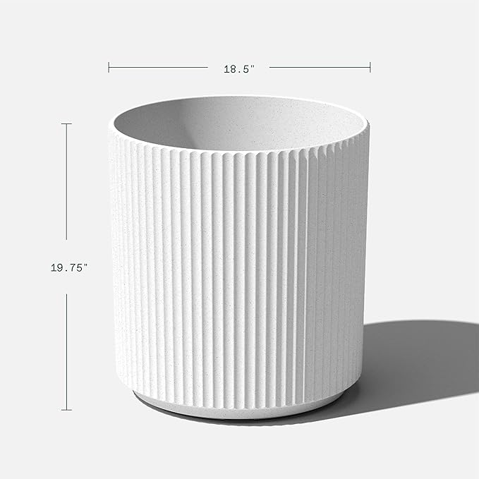 Veradek Round Demi Planter Pots for Indoor/Outdoor Garden Use | Made from Plastic - Concrete Mix with Drainage Holes | Perfect for Small to Large Succulent Plants, Flowers, Modern Interior Plants