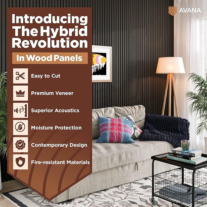 Avana Modern Acoustic Wood Wall Panels – 47.2 x 12.6 Inch Smoke Oak Acoustic