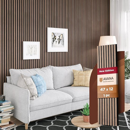 Avana Acoustic Wood Wall Panels – 47.2 X 12.6 Inch Walnut Acoustic Panels 1 PC