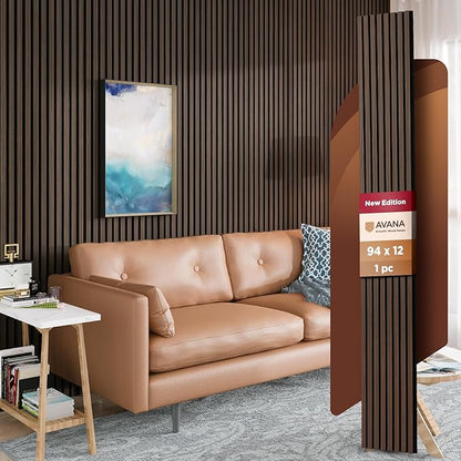 Avana Modern Acoustic Wood Wall Panels – 94.4x12.6 Inch Dark Walnut Acoustic