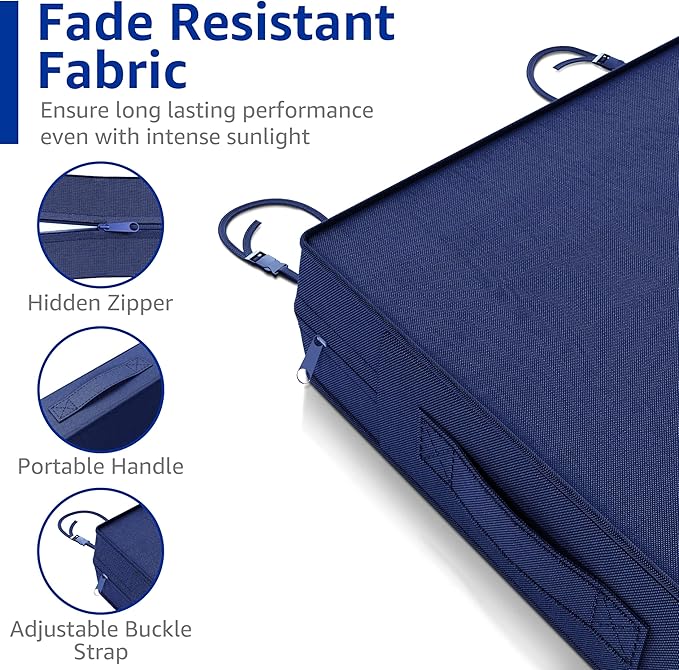 YENING 22x22 Memory Foam Outdoor Chair Cushions Waterproof 4 Inch Extra Thick Patio Seat Pads for Furniture Navy Blue Set of 2
