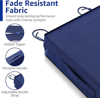 YENING 22x22 Memory Foam Outdoor Chair Cushions Waterproof 4 Inch Extra Thick Patio Seat Pads for Furniture Navy Blue Set of 2