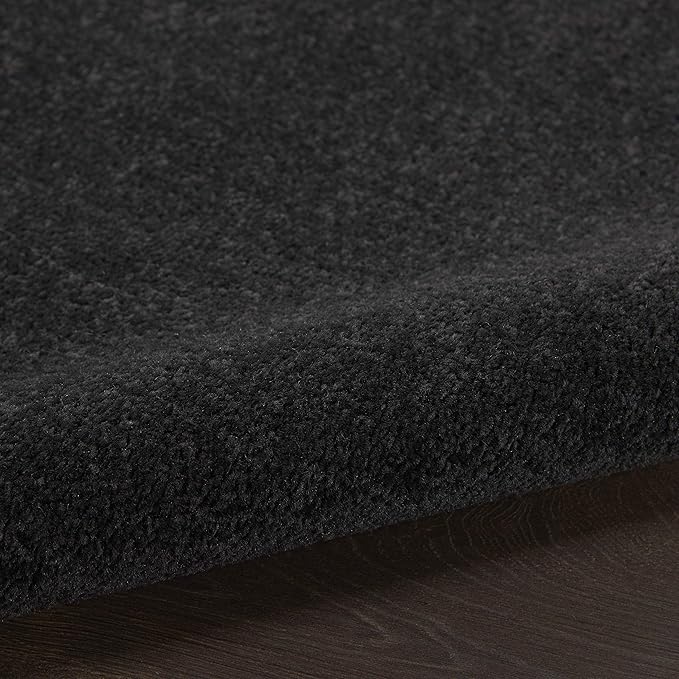 Nourison Home Nourison Essentials Black 4' x Round Area Rug - Easy Clean, Non Shedding, Bed Room, Living Room, Dining Room, Kitchen (4' x Round)