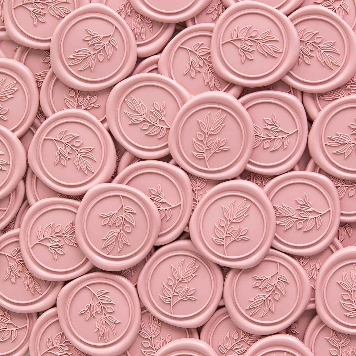 PONATIA 50 Pcs Dusty Rose Wax Seal Stickers - Eucalyptus Leaf, Perfect for Wedding Invitations, Gift Wrapping & More