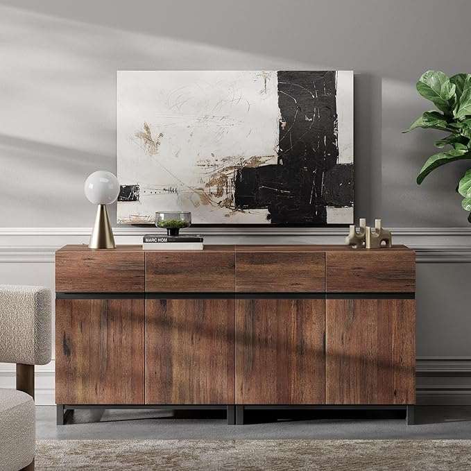 Wampat Modern TV Stand for up to 70 inch TVs, 2 in 1 Entertainment Center