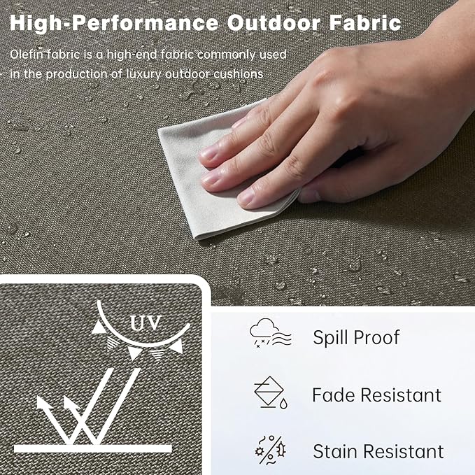 Belord Luxury 4" Thick Outdoor Cushion Set - 22 x24 Inch 28D Sponge Filling Fade-Resistant Chair Cushion, Spill Proof Removable Patio Furniture Replacement Cushions for Sofa Bench Swing - Grey